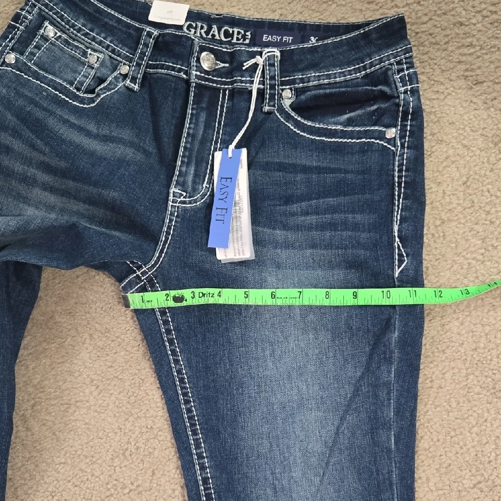 Grace in LA Blue Boot Cut Jeans with Embellished Pockets - Picture 10 of 11